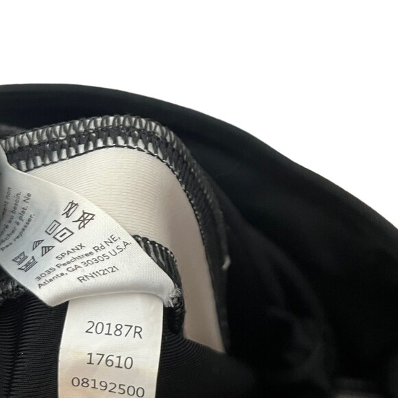 Spanx Faux Leather Black White Side Stripe Pull On Leggings Womens Size Small - Picture 12 of 12